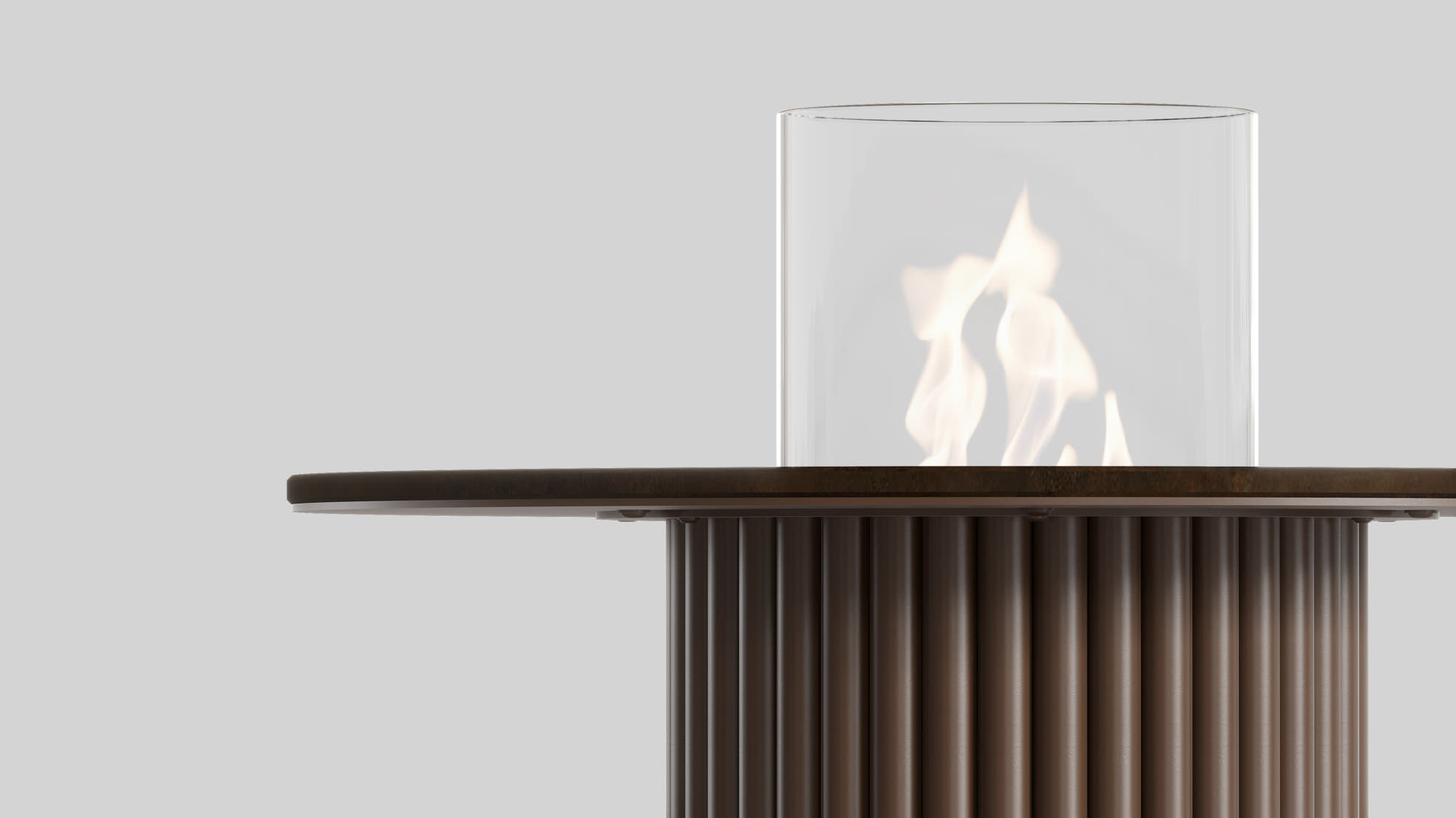 Stolik rurowy 1100 Slim kolor marone 4601 w spieku Ossido Bruno; z biopojemnikiem