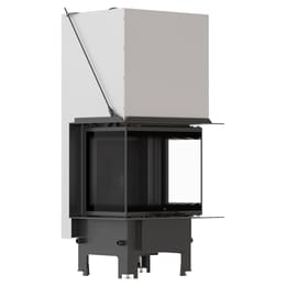 MILANO  600x400 – Dreiseitiger Kamin mit Klapptüren, schwarze Verkleidung