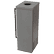 Freestanding steel stove KOZA AKNA in Luna Grigia stone