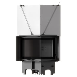 Balstil Milano 810x410 – Linksseitiger Eckkamin mit Klapptüren, schwarze Verkleidung