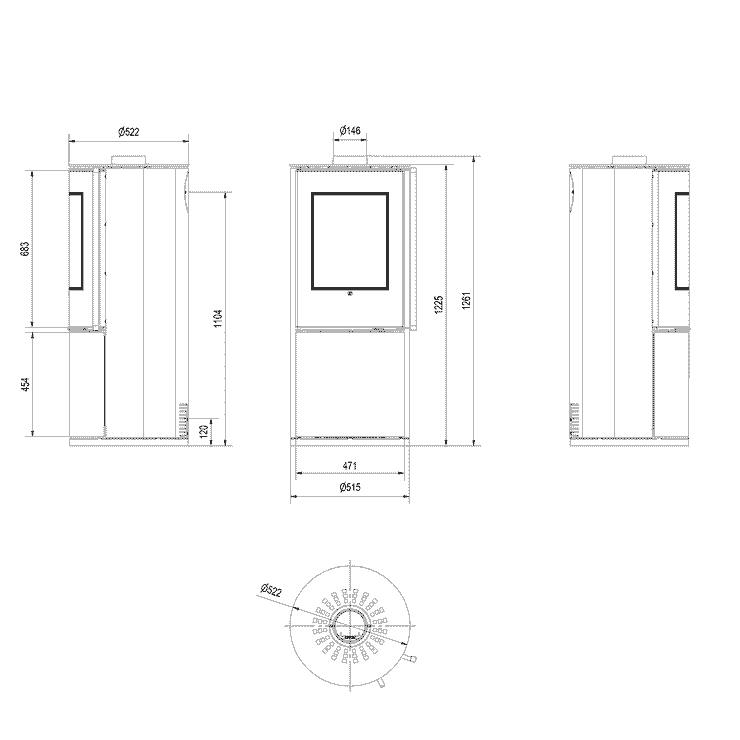 Freistehender Stahlkamin TARGA