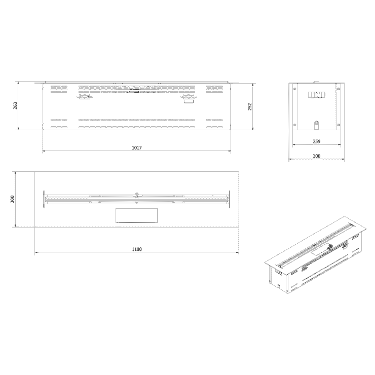 Automatischer Biokamin FF1000 BÅLSTIL länge des Brenners 100 cm