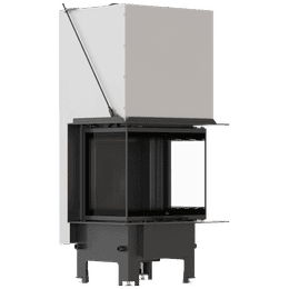 Balstil Milano 600x400 – Dreiseitiger Kamin mit Klapptüren, schwarze Verkleidung