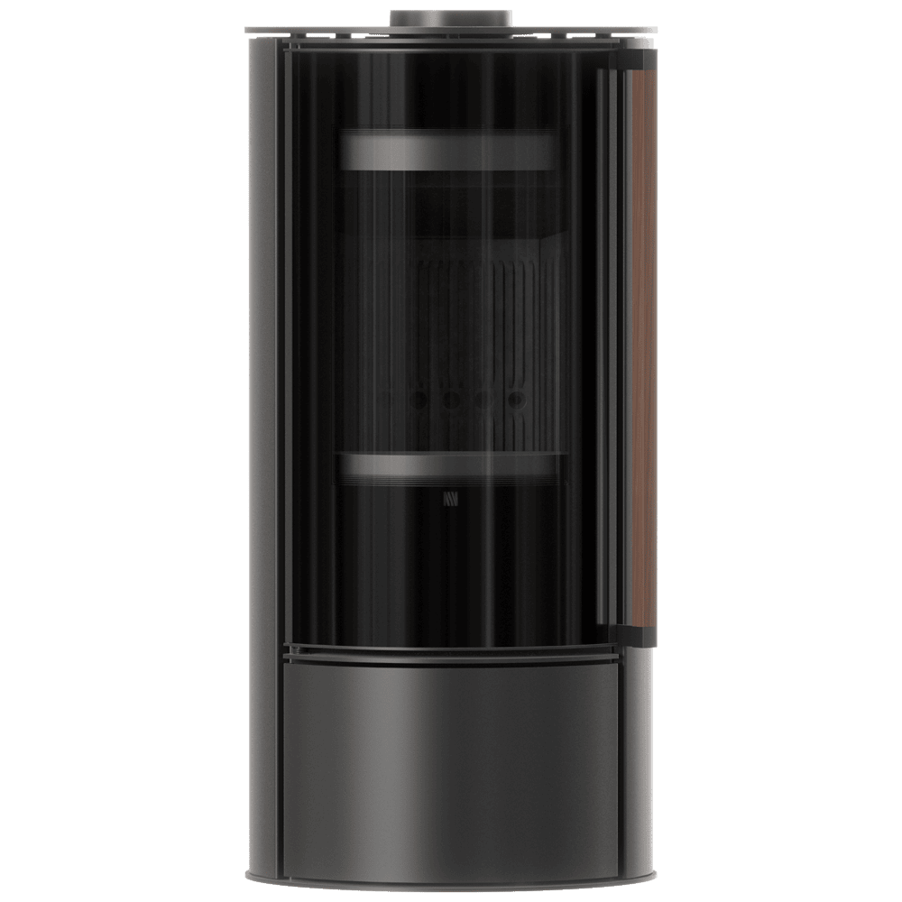 ORA freistehender Stahlofen mit schwarzer Verkleidung