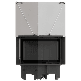 Balstil Milano 700x480 – Linksseitiger Eckkamin mit Klapptüren, schwarze Verkleidung