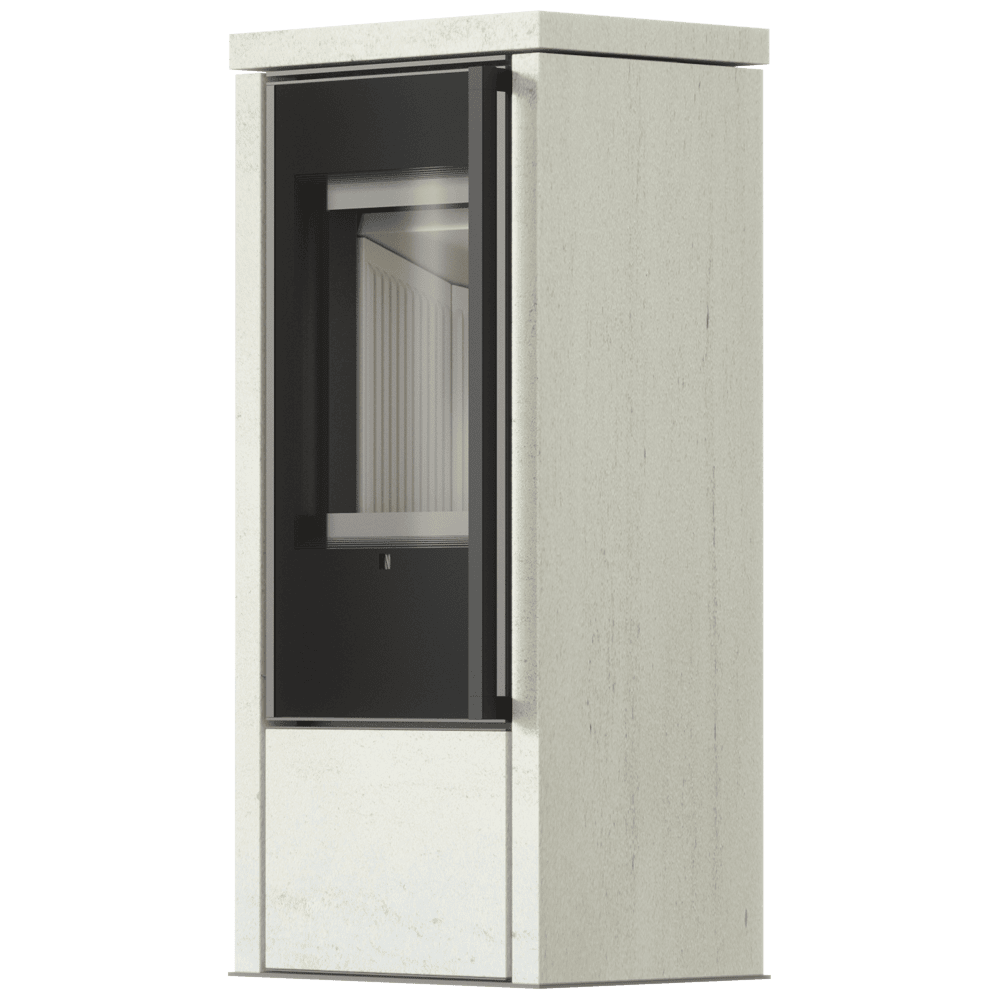 Freistehender Stahlofen AKNA in Ivory Glow Stone