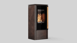 AKNA freistehender Stahlkaminofen in Schwarz Thermotec, Ossido Bruno Sinterquarz