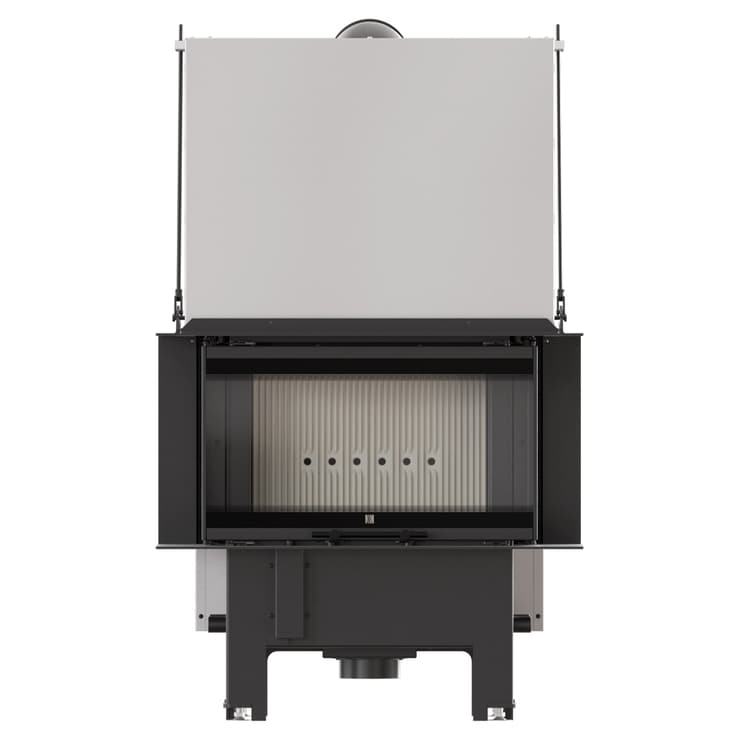 Balstil Milano 680x280 – Three-sided fireplace with lift-up doors, white lining