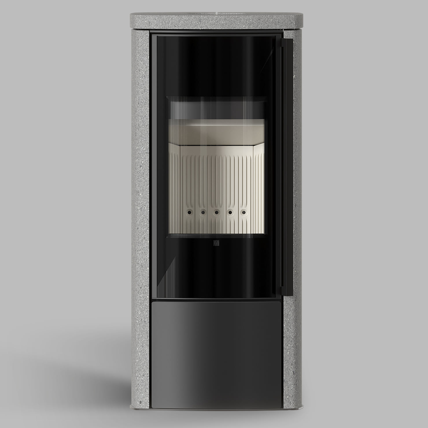 Freistehender Stahl-Kaminofen BRONN aus Luna Grigia Stein