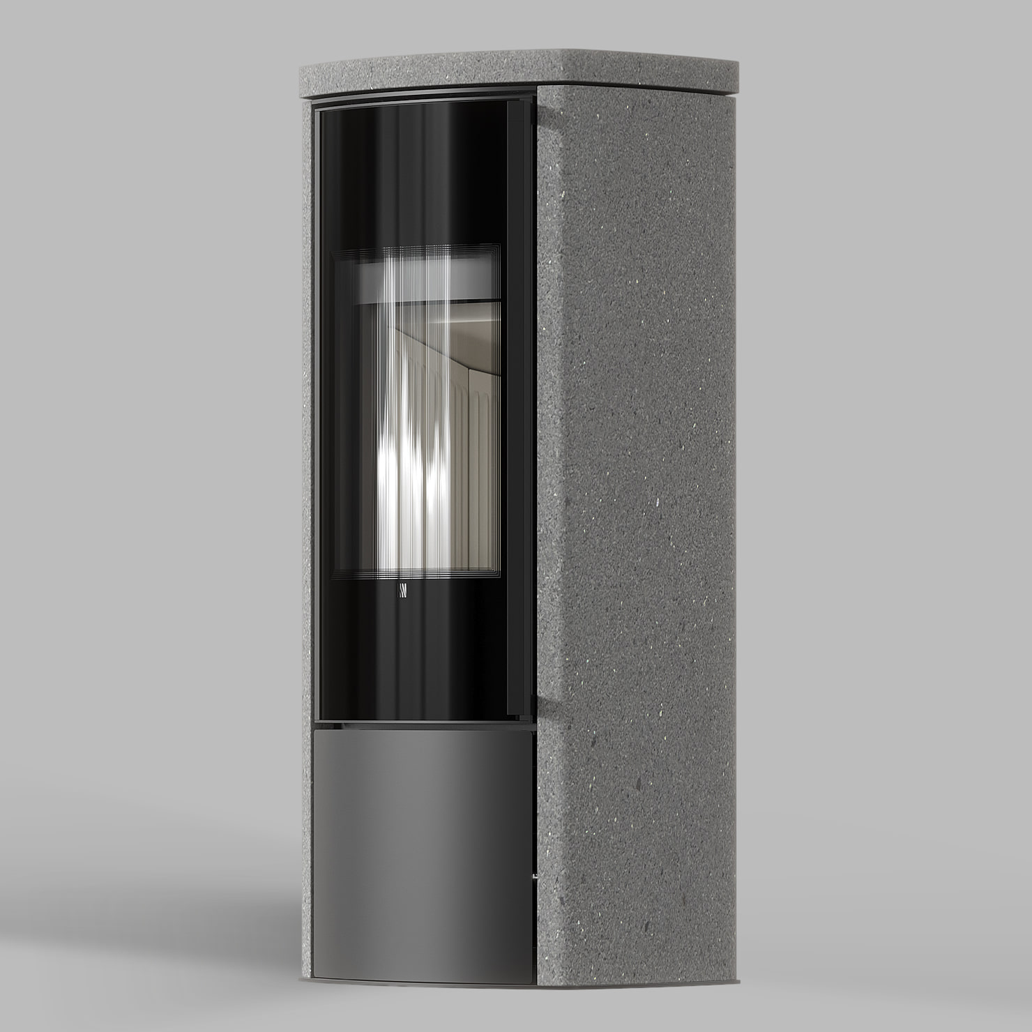 Freistehender Stahl-Kaminofen BRONN aus Luna Grigia Stein