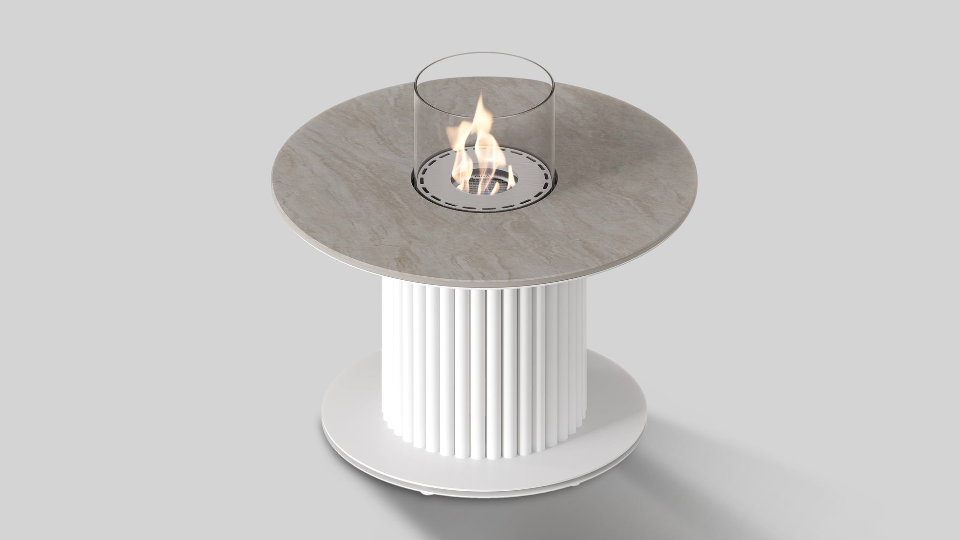 Stolik rurowy 400 Slim kolor bianco w spieku Taj Mahal; z biopojemnikiem