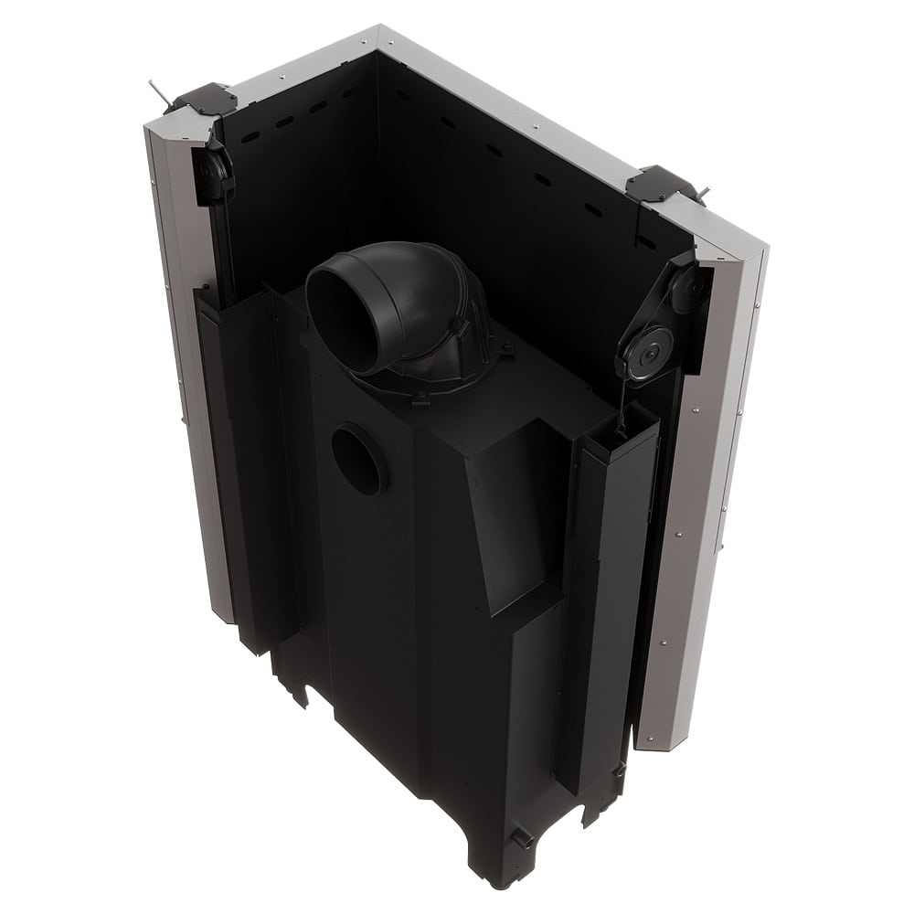 Balstil Milano 810x410 – Right-sided corner fireplace with lift-up doors, white lining