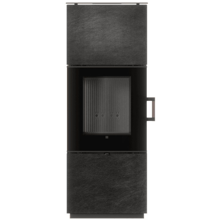 AXAM freistehender Stahlofen mit SETA LAKORIZONT-Sintergehäuse und schwarzer Verkleidung