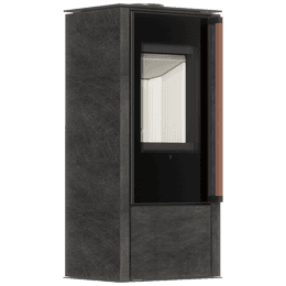 Freestanding steel stove KOZA AKNA in sintered SETA/LIQUORICE