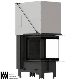 3-Glas-Guillotine-Kamin 500x500 schwarze Verkleidung