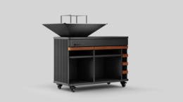 Duży Grill ogrodowy z paleniskiem na drewno