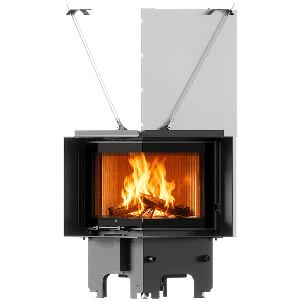 Balstil Milano 480x480 – Rechtsseitiger Eckkamin mit Klapptüren, weiße Verkleidung