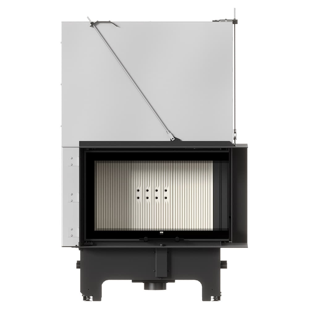 Balstil Milano 810x410 – Right-sided corner fireplace with lift-up doors, white lining