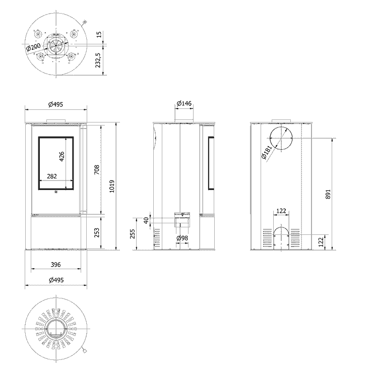 ORA freistehender Kaminofen aus Stahl