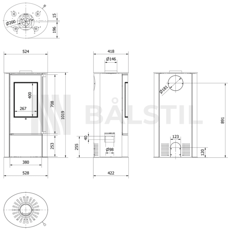 Freistehender Stahl-Kaminofen ULV
