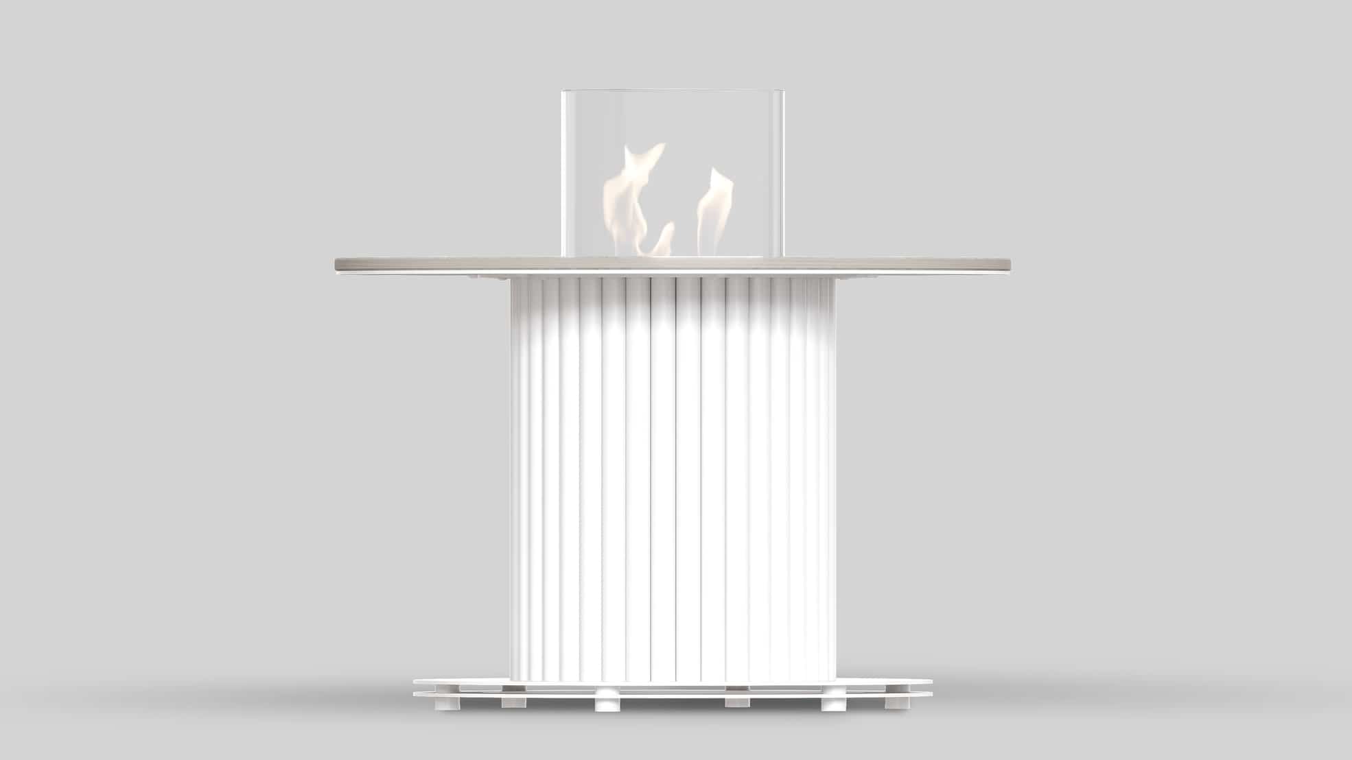 Stolik rurowy 400 Slim kolor bianco w spieku Taj Mahal; z biopojemnikiem