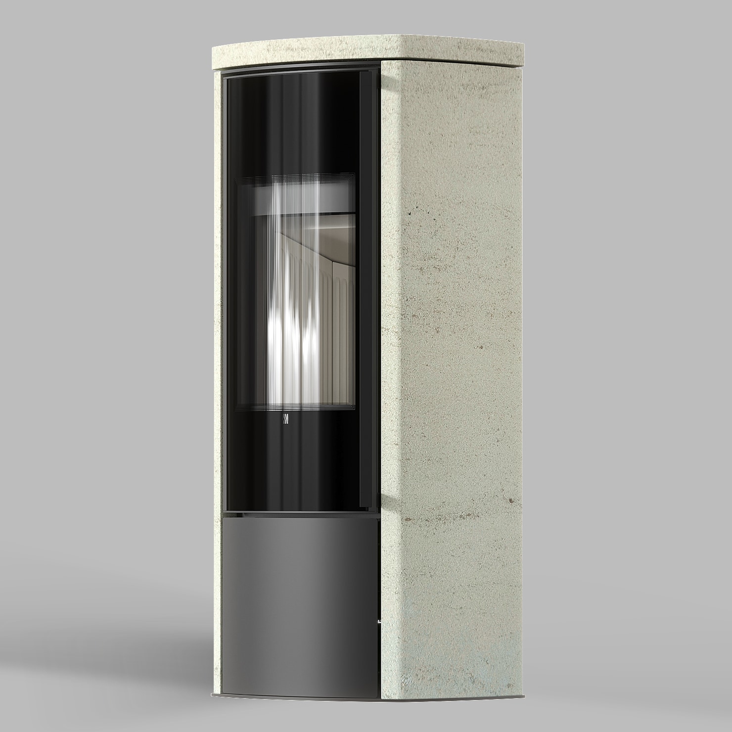 Freistehender Stahl-Kaminofen BRONN aus Ivory Glow Stein