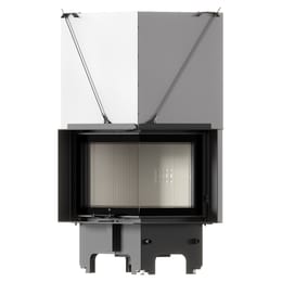 Balstil Milano 700x480 – Rechtsseitiger Eckkamin mit Klapptüren, weiße Verkleidung