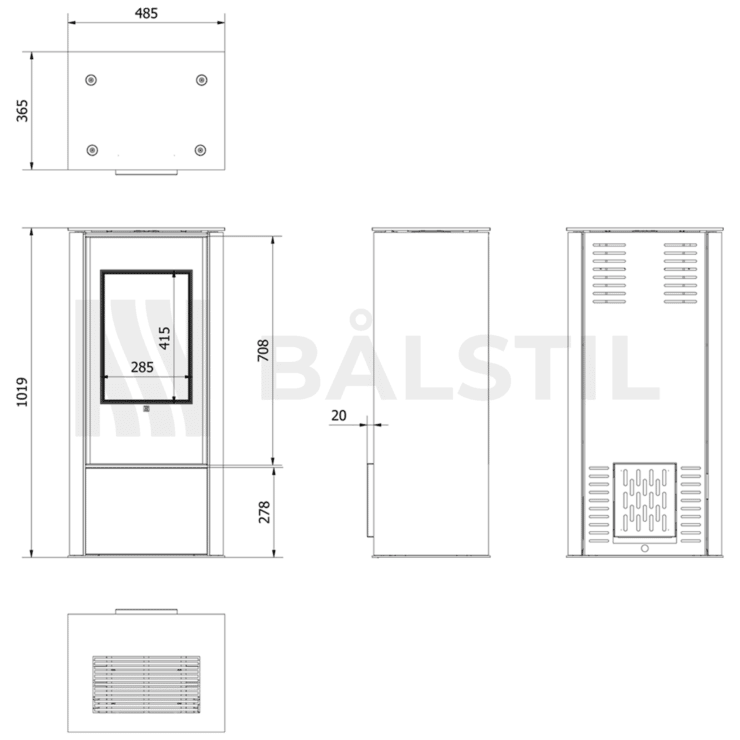 Automatischer Bio-Kamin mit Fokos Grafite Sinterquarz