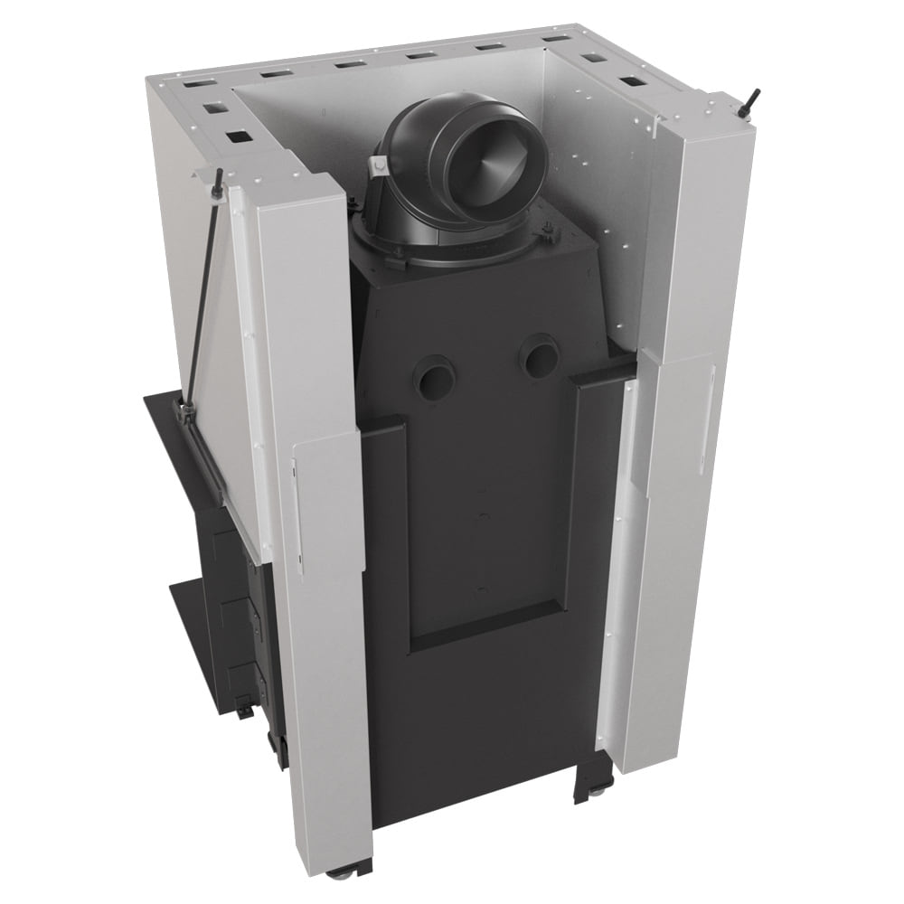 Balstil Milano 680x280 – Three-sided fireplace with lift-up doors, white lining