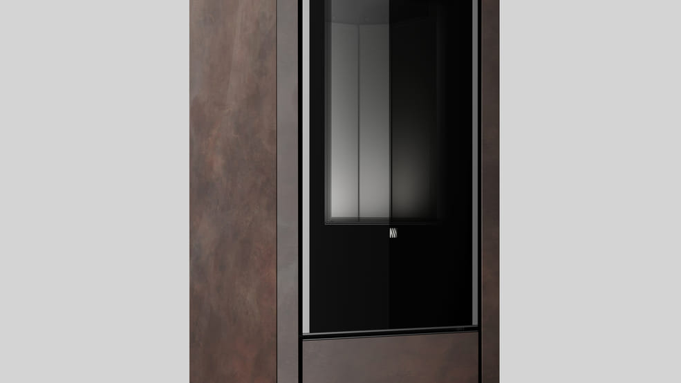 Automatischer Bioethanol-Kamin in Ossido Bruno Sinterquarz