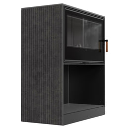 Freistehender Kaminofen FORLI/95, Black Thermotec, aus Fokos Grafite Sinterquarz