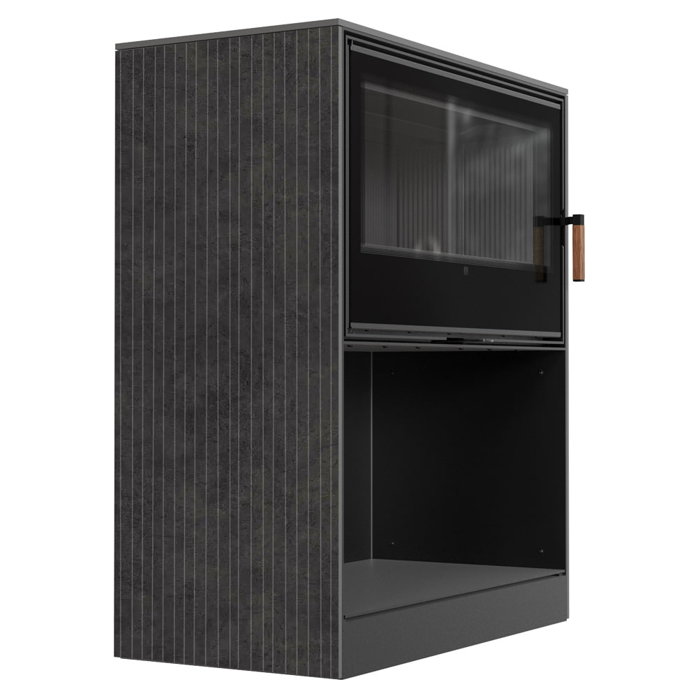 Freistehender Kaminofen FORLI/95, Black Thermotec, aus Fokos Grafite Sinterquarz