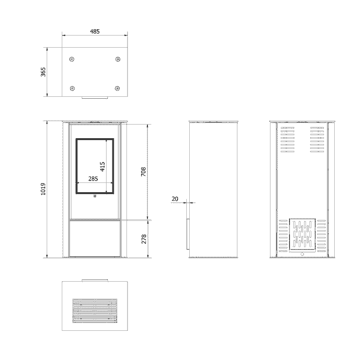 AKNA/E/A - biokominek automatyczny ze spiekiem Fokos Grafite