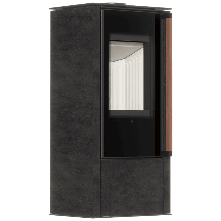 Freestanding steel stove KOZA AKNA in FOKOS GRAFITE sinter