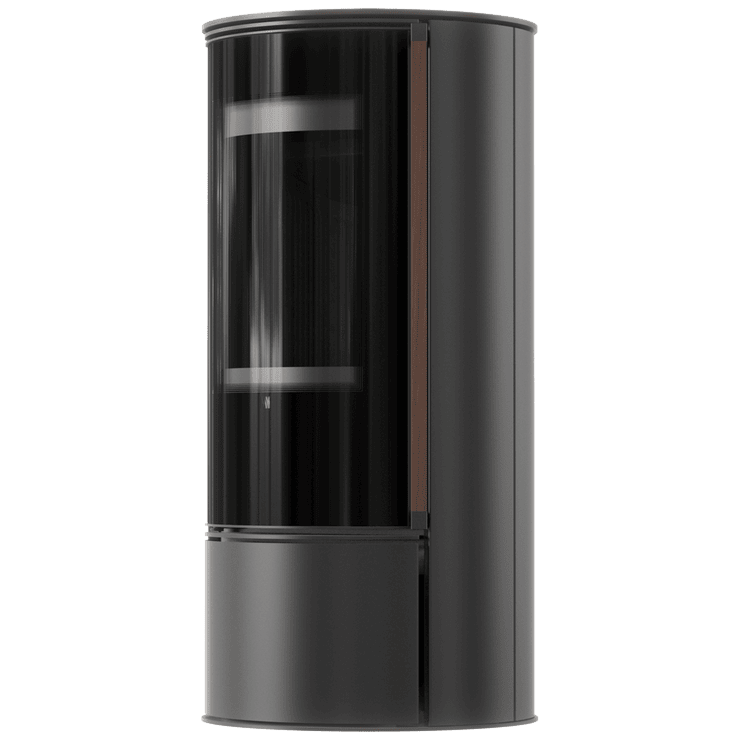 ORA freistehender Stahlofen mit schwarzer Verkleidung
