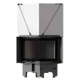 Balstil Milano 700x480 – Linksseitiger Eckkamin mit Klapptüren, schwarze Verkleidung