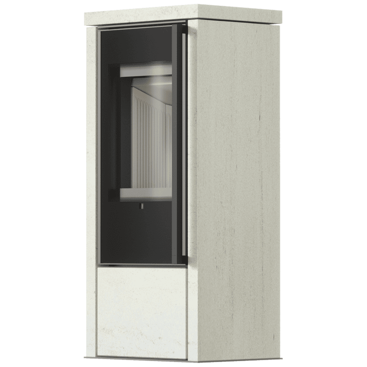 Freistehender Stahlofen AKNA in Ivory Glow Stone