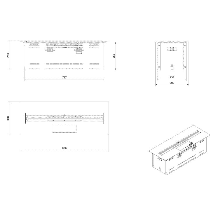 Automatischer Biokamin FF700 BÅLSTIL länge des Brenners 70 cm