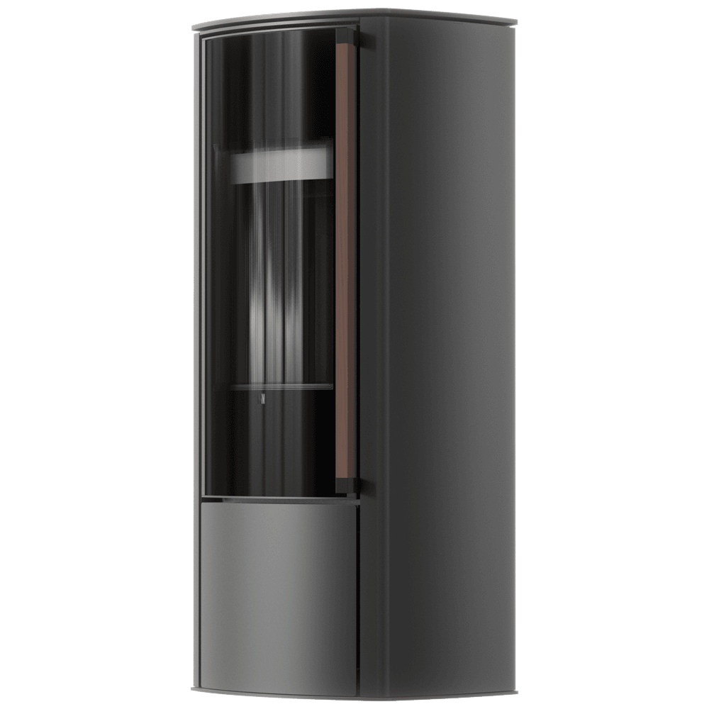 BRONN freistehender Stahlofen mit schwarzer Verkleidung