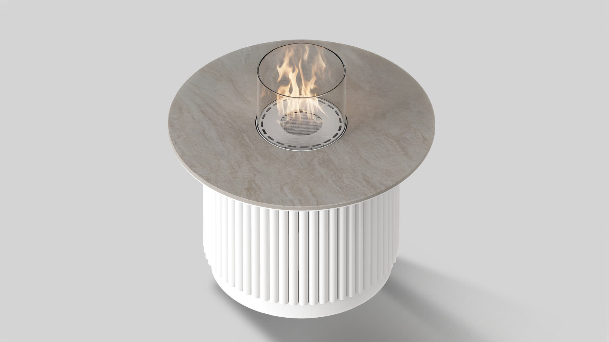 Stolik rurowy 400 kolor bianco w spieku Taj Mahal; z biopojemnikiem