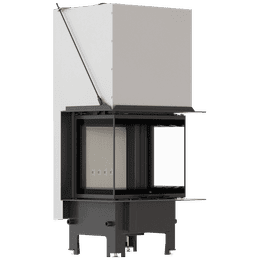 Balstil Milano 600x400 – Dreiseitiger Kamin mit Klapptüren, weiße Verkleidung