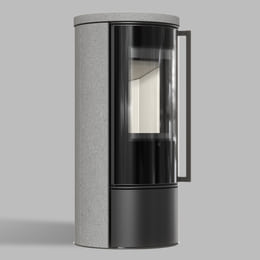 ORA Steel Freestanding Stove in Luna Grigia Stone
