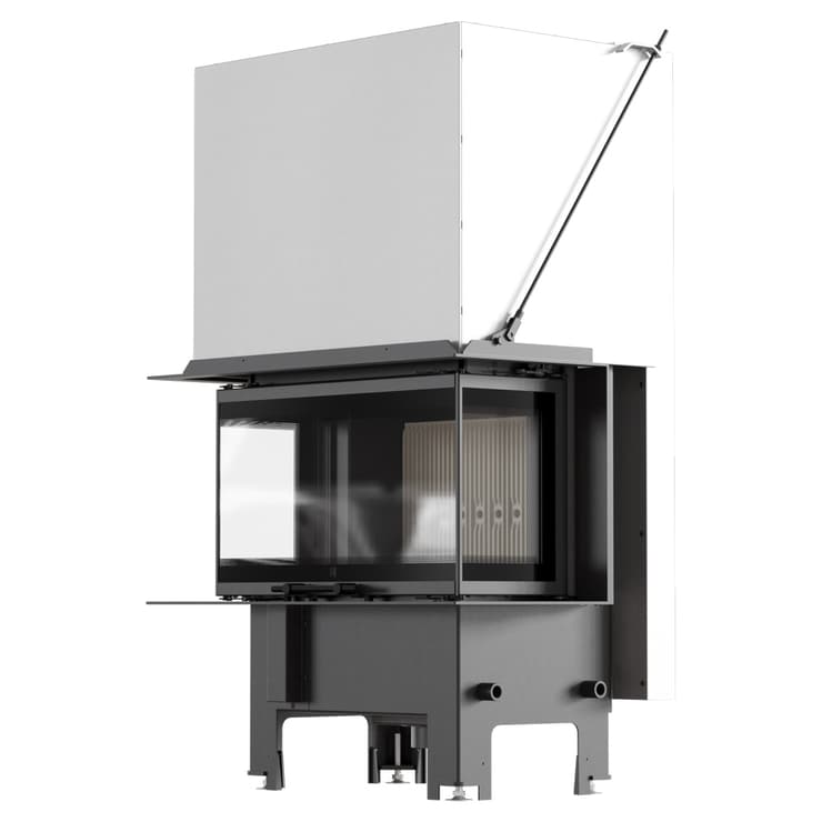 Balstil Milano 680x280 – Three-sided fireplace with lift-up doors, white lining