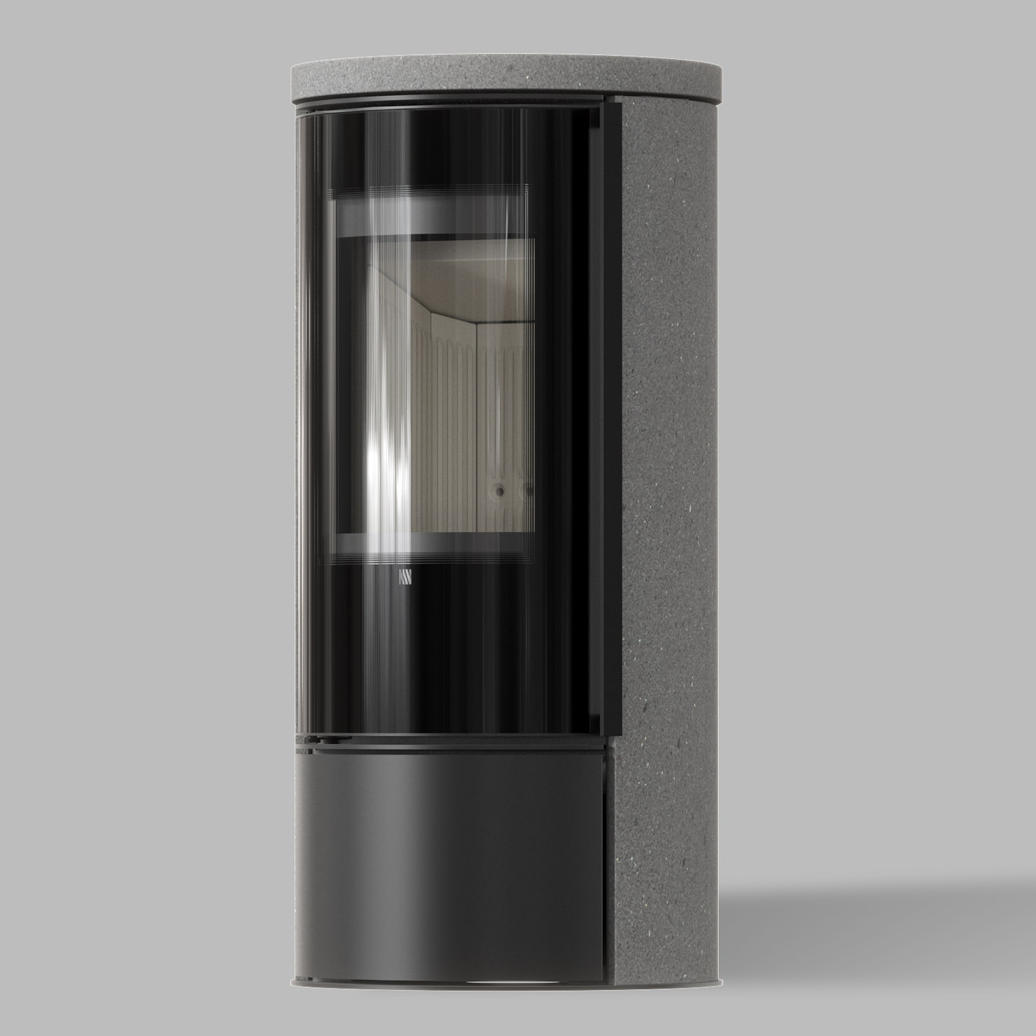 ORA Steel Freestanding Stove in Luna Grigia Stone