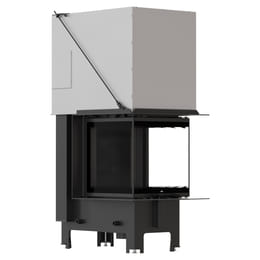 Balstil Milano 500x500 – Dreiseitiger Kamin mit Klapptüren, schwarze Verkleidung