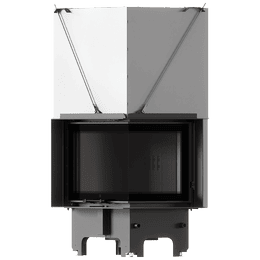 Balstil Milano 700x480 – Linksseitiger Eckkamin mit Klapptüren, schwarze Verkleidung