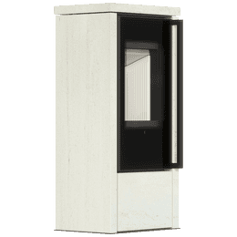 Freestanding steel stove KOZA AKNA in Ivory Glow stone