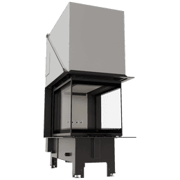 Balstil Milano 500x700 – Dreiseitiger Kamin mit Klapptüren, weiße Verkleidung