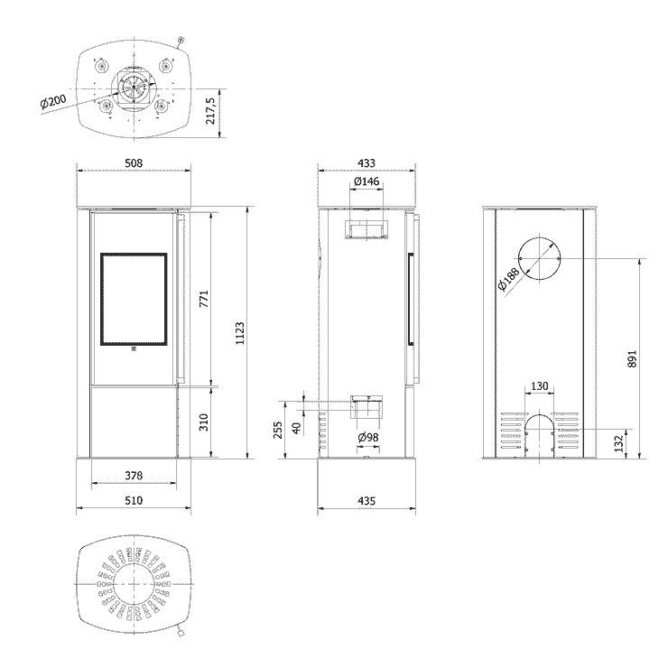 BRONN freistehender Kaminofen aus Stahl