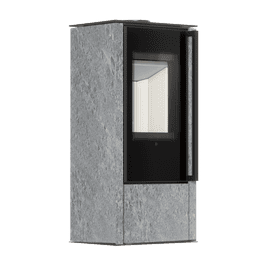 AKNA freistehender Stahlofen in Speckstein-Stein; Türgriff aus schwarzer Eiche